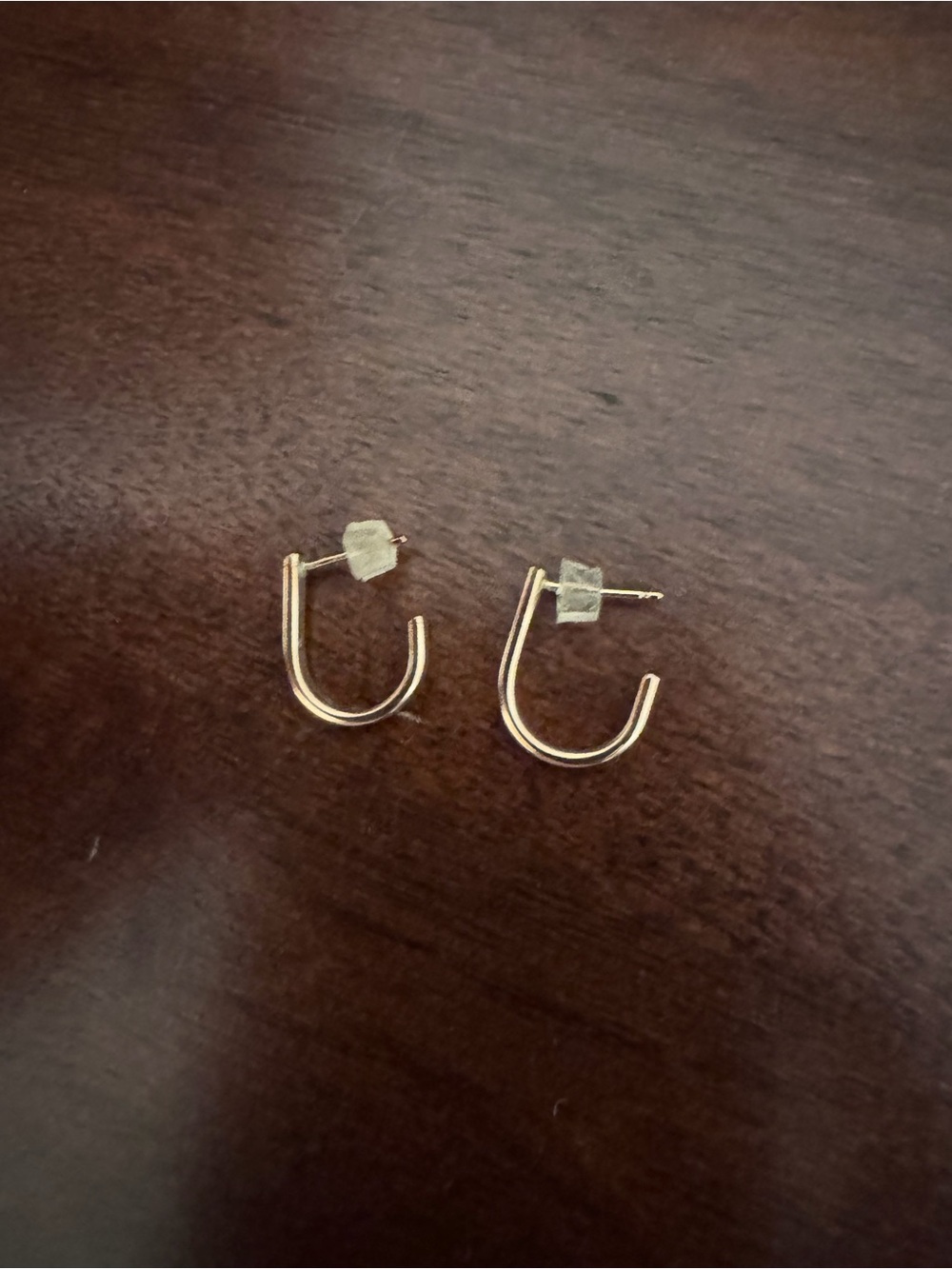 Minimal U-Shaped Hoop Earrings - Gold Tone - Picture 1 of 5